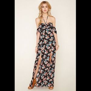 M-Slit Maxi Floral  Dress